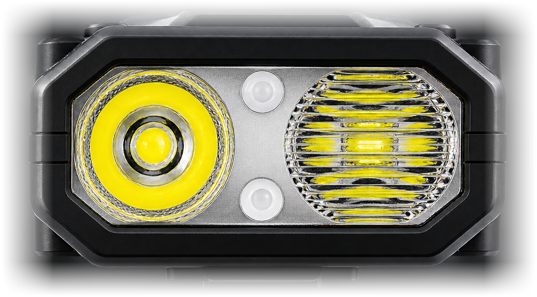 The front bezel of the RavenTorch: main LED, COB flood panel and two small emitters