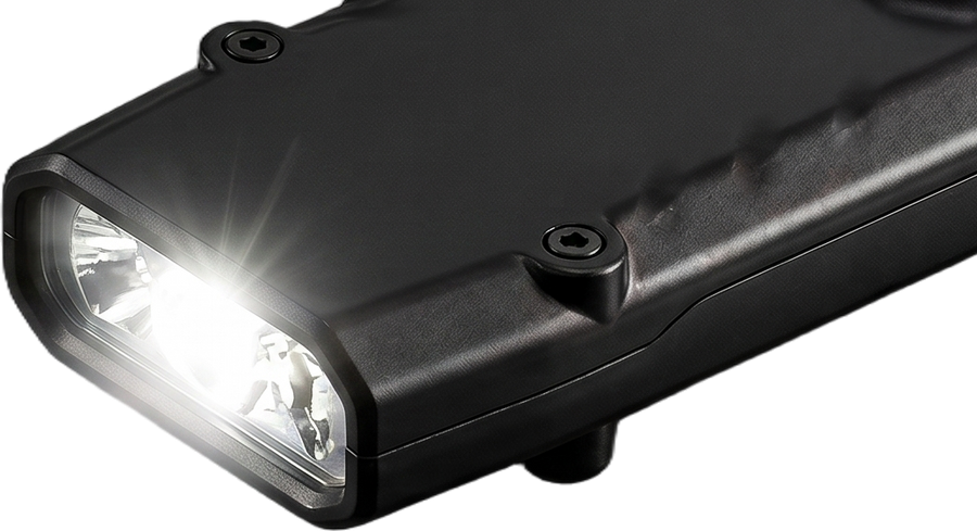 Close view of the RavenTorch head with the main beam lit